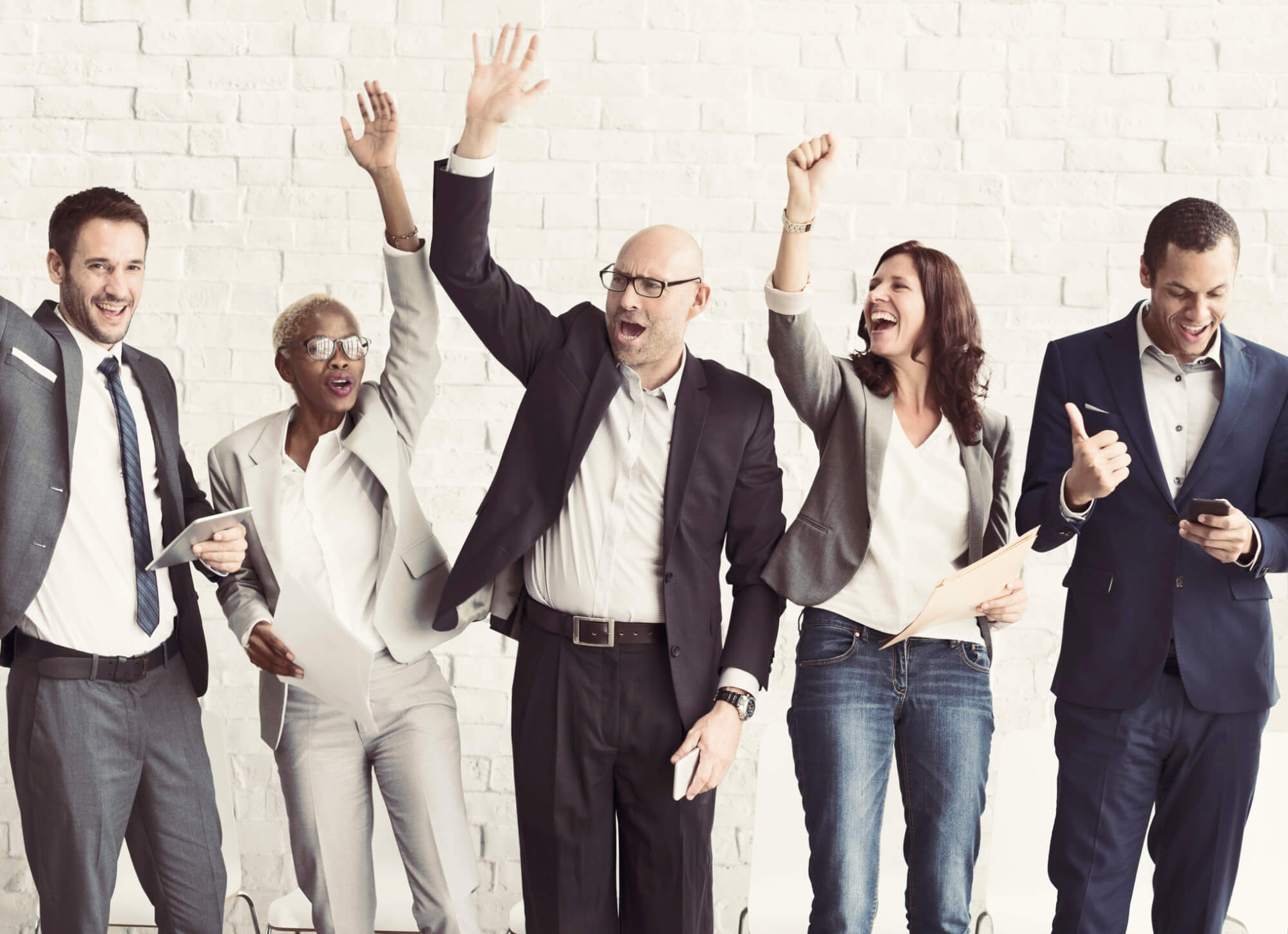 Business People Celebration Arms Raised Ecstatic Concept